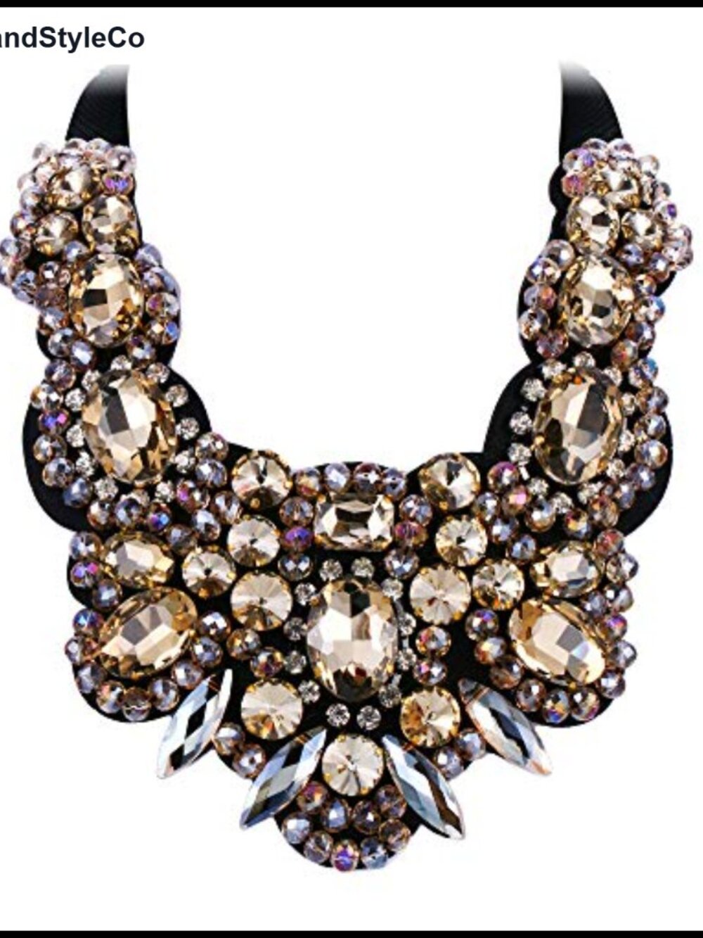 Rhinestone Crystal Bib Chunky Collar Statement Necklace Costume Jewelry